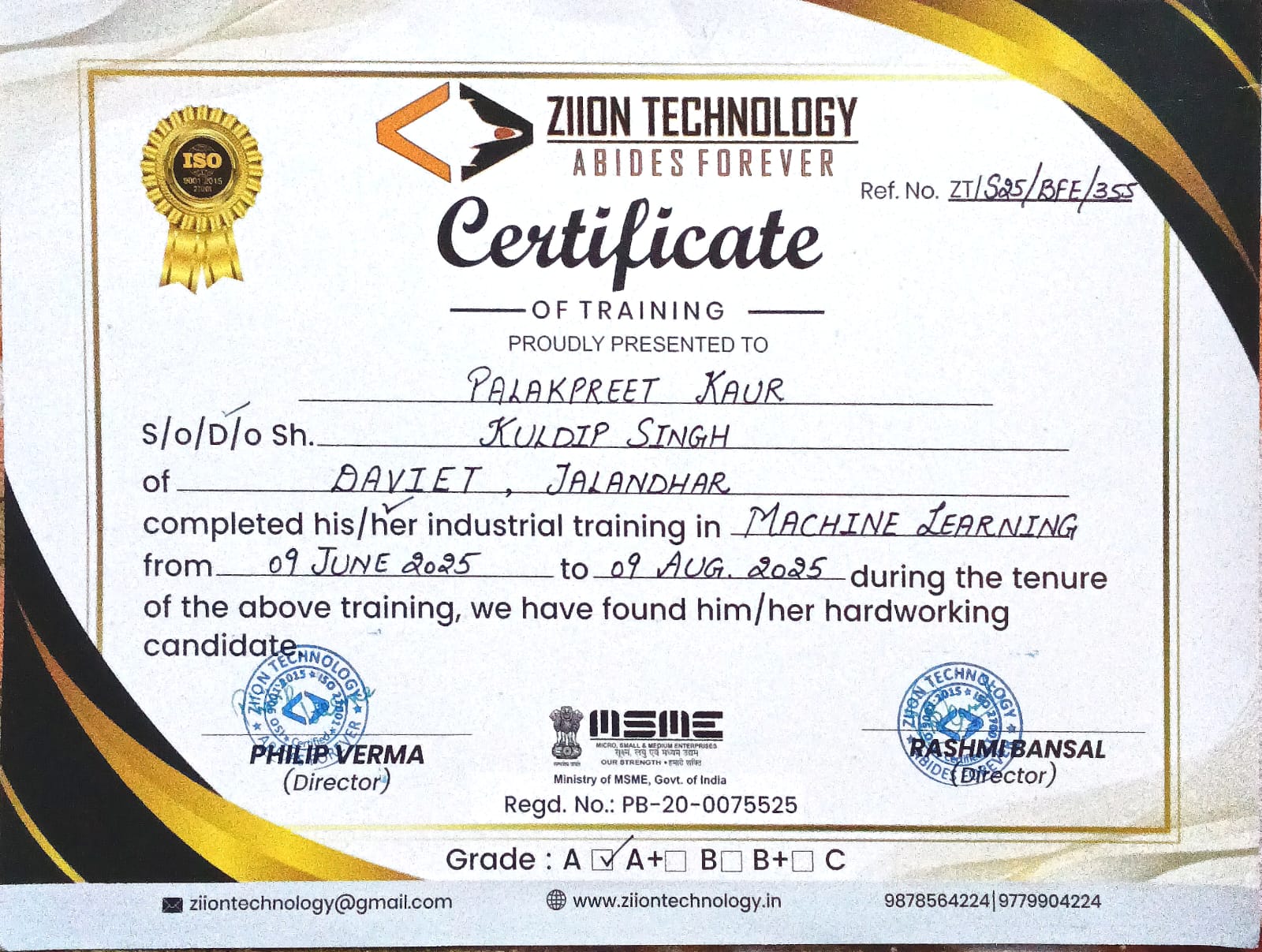 Machine Learning Certificate